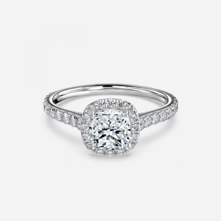 Henssy Cushion Halo Engagement Ring