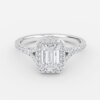 emerald cut diamond ring with halo