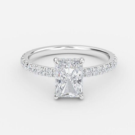 hidden halo radiant diamond ring