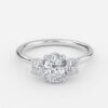 oval three stone diamond ring