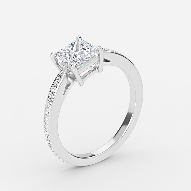 princess cut diamond engagement ring with diamond band