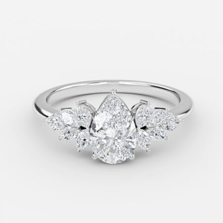 Avian Pear Three Stone Engagement Ring