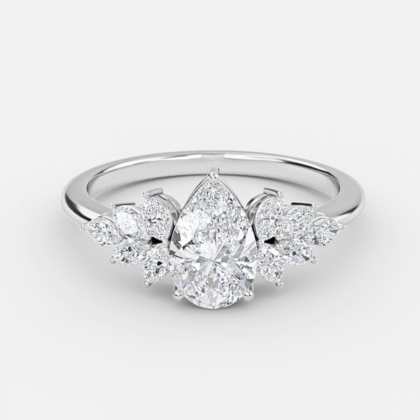 3 stone pear diamond ring white gold