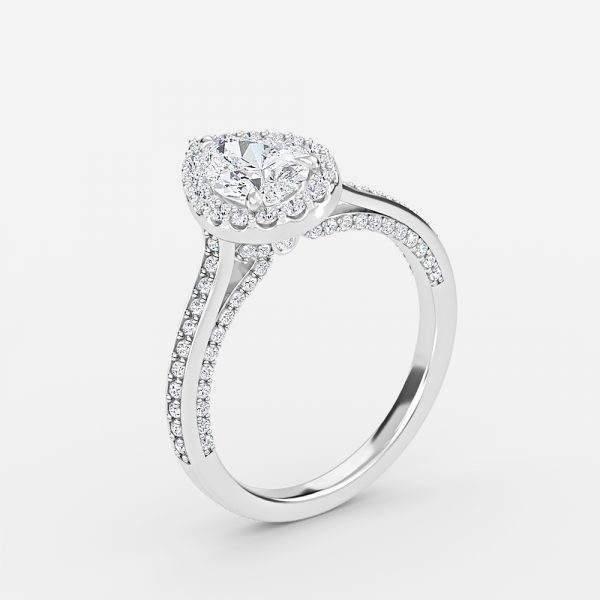 pear lab grown halo daimond ring