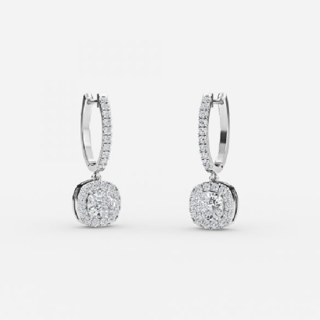 0.50 carat cushion cut diamond hoop earrings