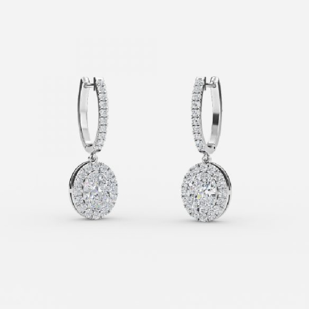 0.50 carat oval cut diamond hoop earrings