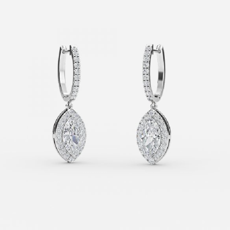 Marquise Diamond Halo Drop Earrings