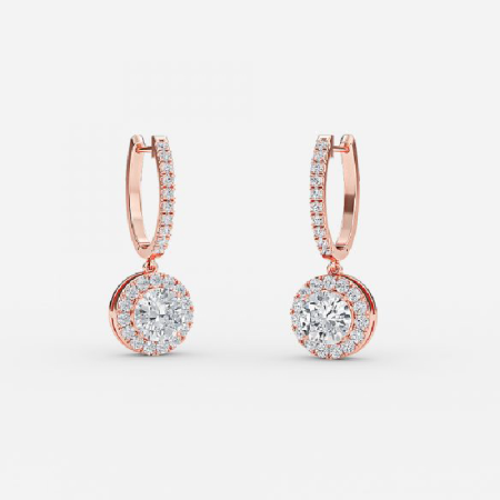 women gold hoop earrings round diamond