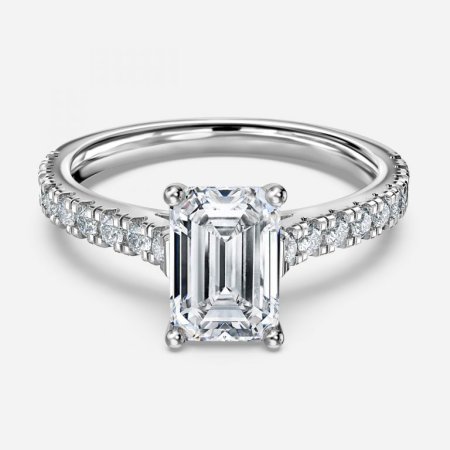 Ella Emerald Diamond Band Engagement Ring