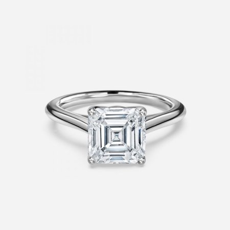 Lotus Asscher Solitaire Engagement Ring