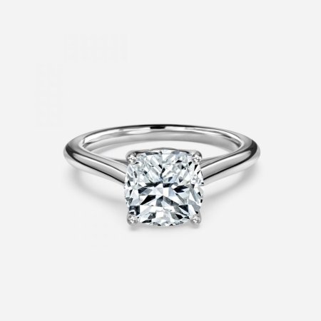 Lotus Cushion Solitaire Engagement Ring