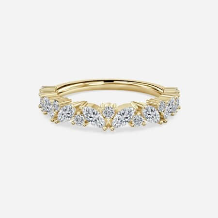 0.68ct Round and Marquise Diamond Stackable Ring In 14K Yellow Gold (US Size: 7.5)
