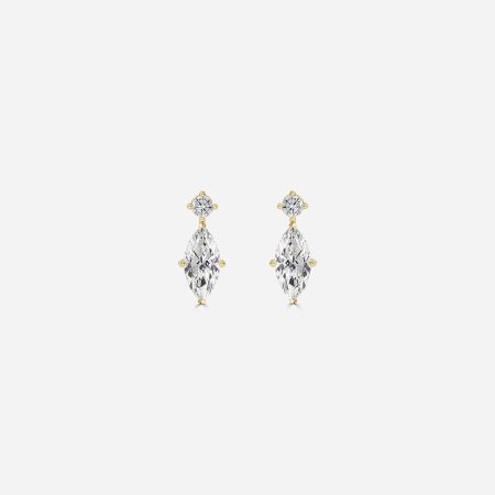 1.40ctw Drop Marquise Earrings In 14K Yellow Gold