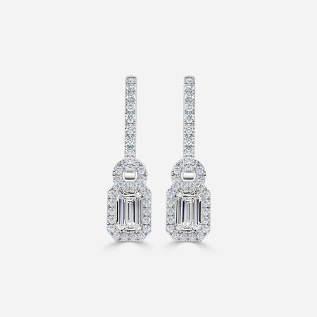 Halo Drop Emerald Earrings