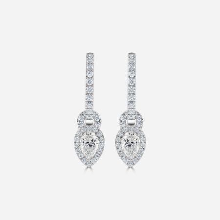 Halo Drop Pear Earrings