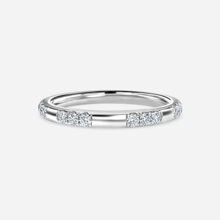 0.10ct Round Diamond Pave Wedding Ring In 18K White Gold (US Size: 4.5)